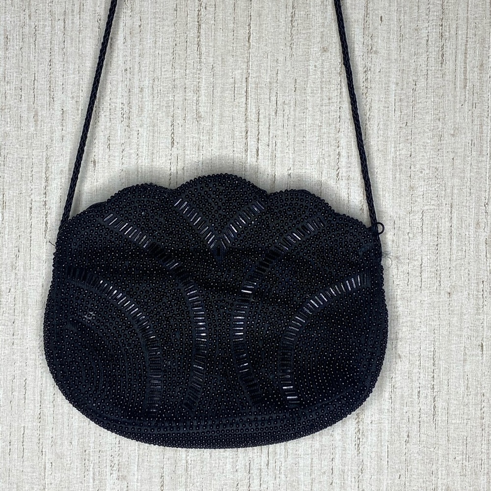 Sequined black crossbody bag